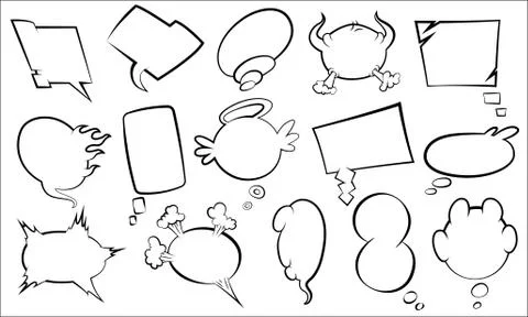 Comic style speech bubbles collection. Funny design vector items illustration Stock Illustration
