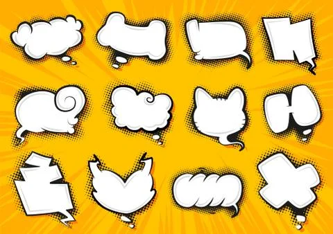 Comic style speech bubbles collection. Speech balloons and elements set. Funny イラスト素材