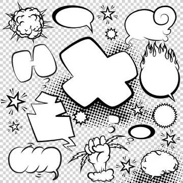 Comic style speech bubbles collection. Speech balloons and elements set with イラスト素材