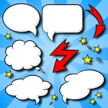 Comic style speech bubbles Stock Illustration