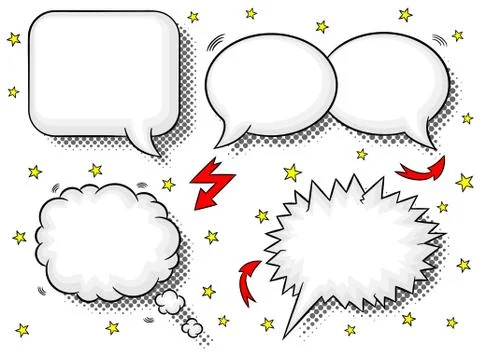 Comic style speech bubbles Stock Illustration