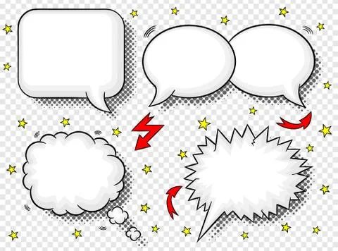 Comic style speech bubbles Stock Illustration