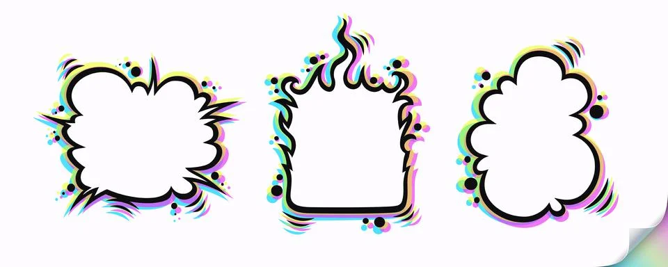Comic Style Text Boxes with Holographic Effect Stock Illustration