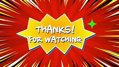 Comic Style Thanks For Watching Animation with Red Burst Background Stock Footage 311716361