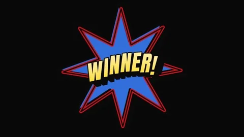Comic style winner text floating on black background Stock Footage 336693671