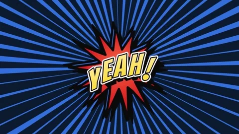 Comic style yeah text floating on rotating blue radial background Stock Footage 337268544