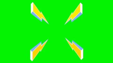 Comic Style Yellow Lightning Bolts Pointer On Green Screen Background Stock Footage 340833421