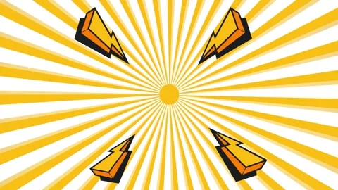 Comic Style Yellow Sunburst Background Animation with Lightning Energy Stock Footage 340844511