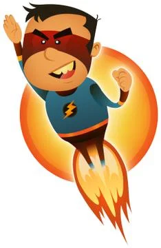 Comic superhero blasting off Illustrazione stock