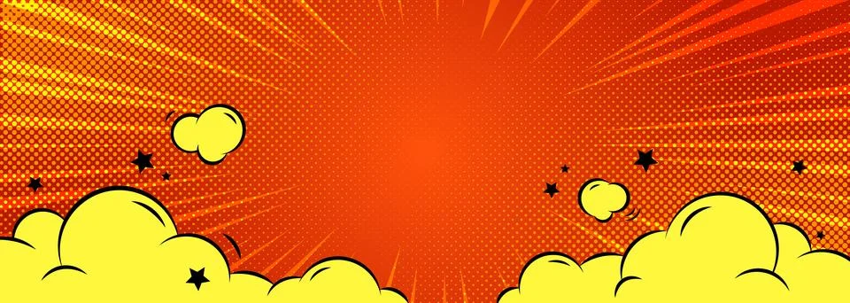 Comic superhero explosion with cloud bursts 库存插图