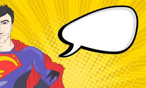 Comic superman with speech bubble Stock Illustration