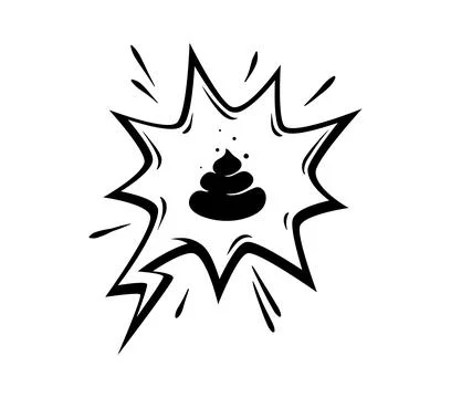 Comic swear, bad word speech bubble with poop Stock-Illustration