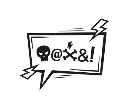 Comic swear speech bubble, hate angry talk, curse Illustrazione stock