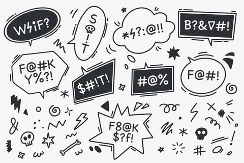 Comic swear speech bubbles, bad word, curse clouds Stock-Illustration