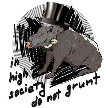 Comic T-shirt on the topic of behavior in high society. Stock Illustration