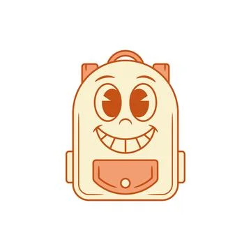 Comic teeth smile schoolbag back to school cartoon character vector flat il.. Stock Illustration