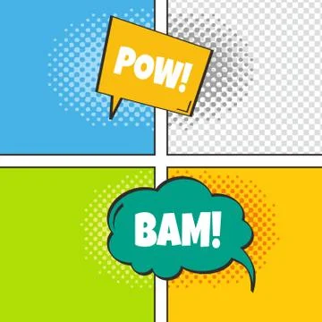Comic template element with speech bubble halftone art Illustrazione stock