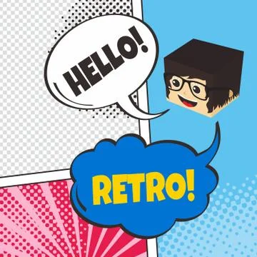 Comic template element with speech bubble halftone art Illustrazione stock