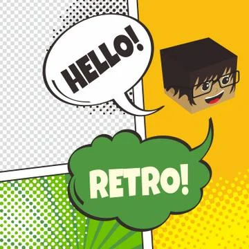 Comic template element with speech bubble halftone art Stock Illustration