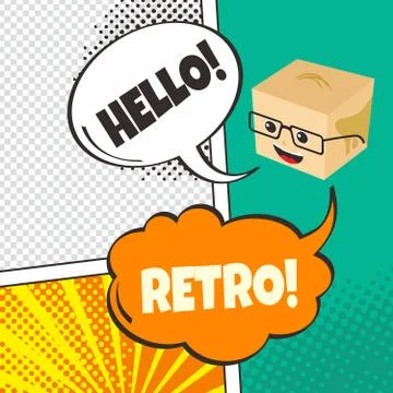 Comic template element with speech bubble halftone art Stock Illustration