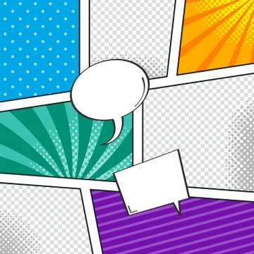 Comic template element with speech bubble halftone art Illustrazione stock