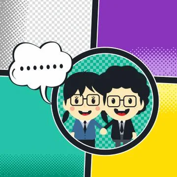 Comic template element with speech bubble halftone art Illustrazione stock