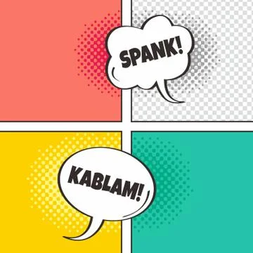 Comic template element with speech bubble halftone art Stockillustratie