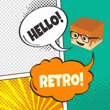 Comic template element with speech bubble halftone art Stock Illustration