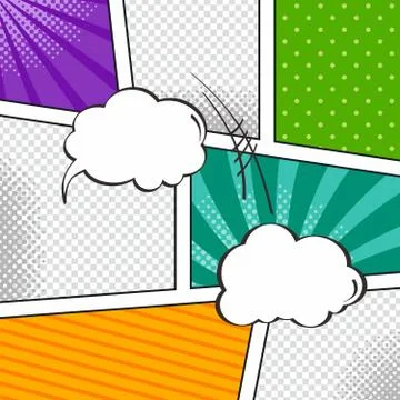 Comic template element with speech bubble halftone art Ilustração Stock