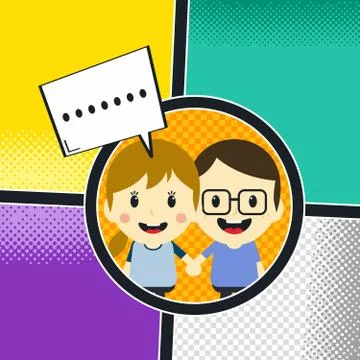Comic template element with speech bubble halftone art Stock Illustration