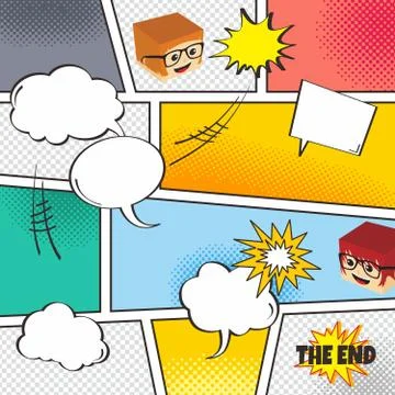 Comic template element with speech bubble halftone art Stock Illustration