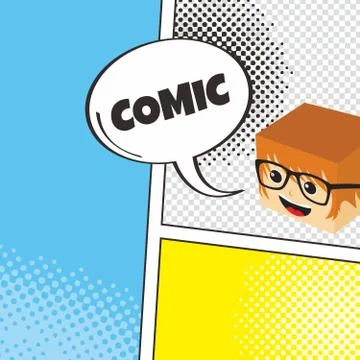 Comic template element with speech bubble halftone art Ilustración de archivo