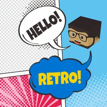 Comic template element with speech bubble halftone art Illustrazione stock