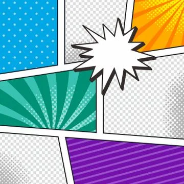 Comic template element with speech bubble halftone art Illustrazione stock