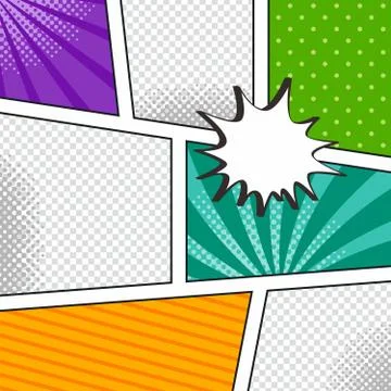 Comic template element with speech bubble halftone art Stock Illustration