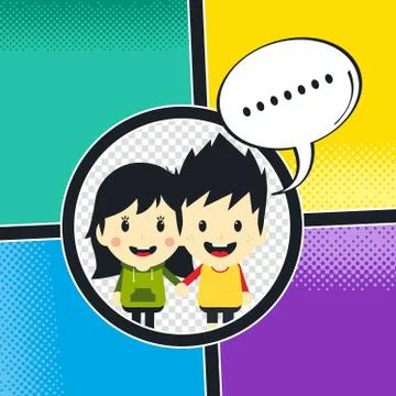 Comic template element with speech bubble halftone art Illustrazione stock