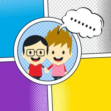 Comic template element with speech bubble halftone art Stock Illustration