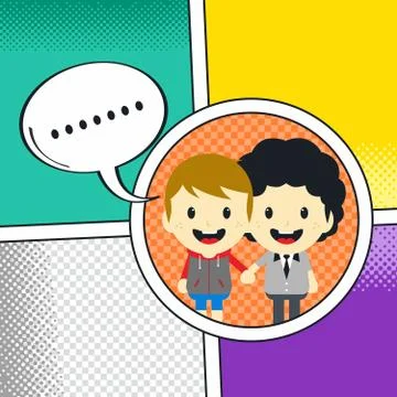 Comic template element with speech bubble halftone art Ilustración de archivo