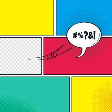 Comic template element with speech bubble halftone art Illustrazione stock