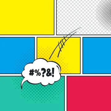Comic template element with speech bubble halftone art Stockillustratie
