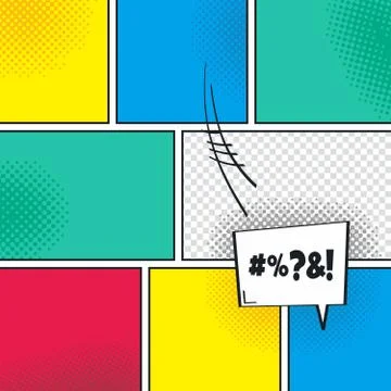 Comic template element with speech bubble halftone art Stock Illustration