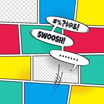 Comic template element with speech bubble halftone art Illustrazione stock