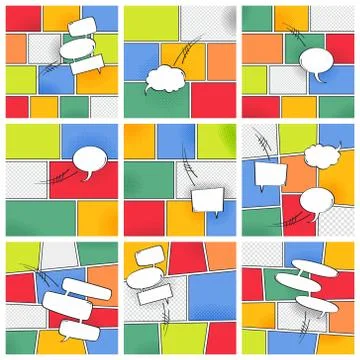 Comic template element with speech bubble halftone art Illustrazione stock