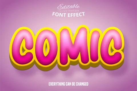 Comic text, 3d editable font effect Stock Illustration