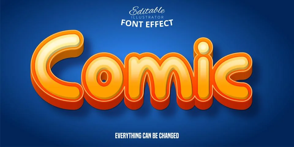 Comic text, 3d editable font effect Stock Illustration