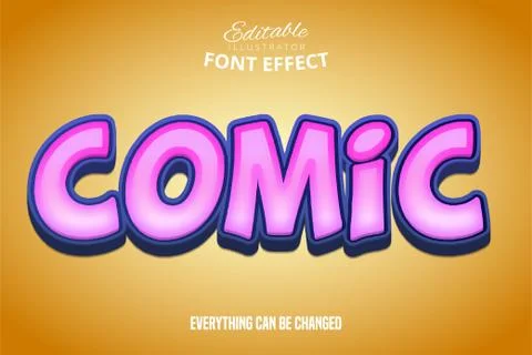 Comic text, 3d purple and orange editable font effect Stock Illustration