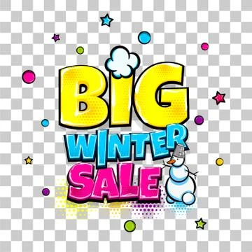 Comic text advertise glosssy winter sale Stock Illustration