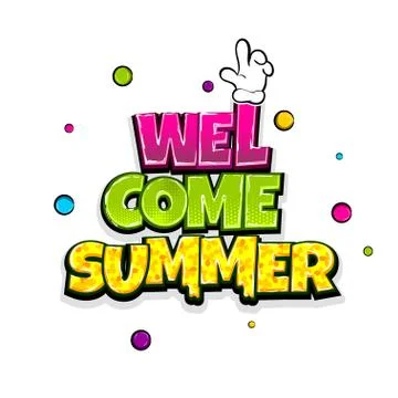 Comic text advertise Hello summer Stock Illustration