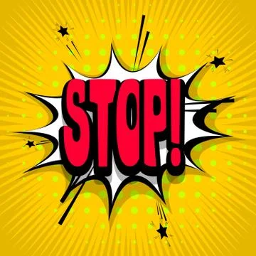 Comic text background stop Stock Illustration
