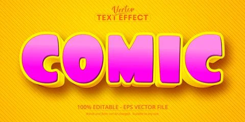 Comic text, cartoon style editable text effect Stock Illustration